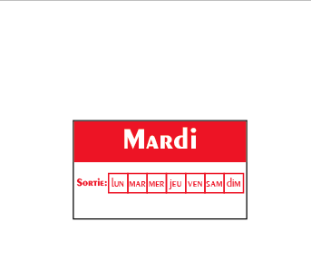 Etiquettes alimentaires  MARDI  - Rouleau 500 pc -  45x25 mm