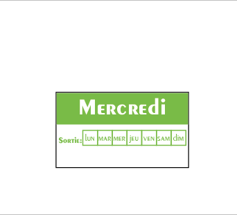 Etiquettes alimentaires MERCREDI  - Rouleau 500 pc -  45x25 mm