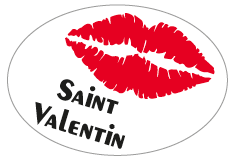 Saint Valentin.  Roul de 500 pc - Diam. 38x26 mm mm