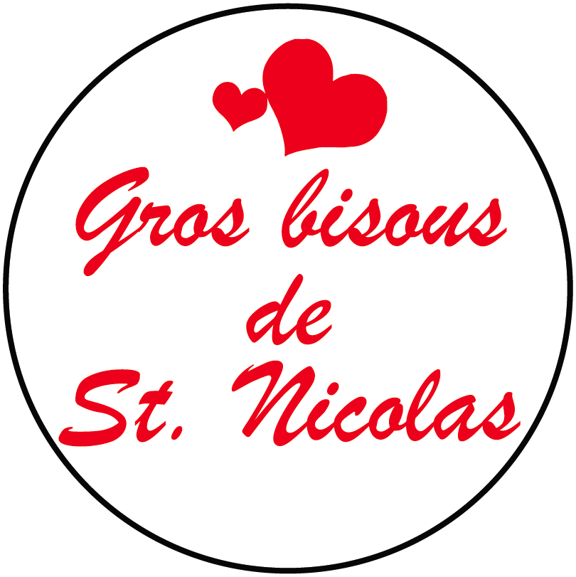Gros bisous de St. Nicolas.  Roul de 500 pc - Diam. 35 mm