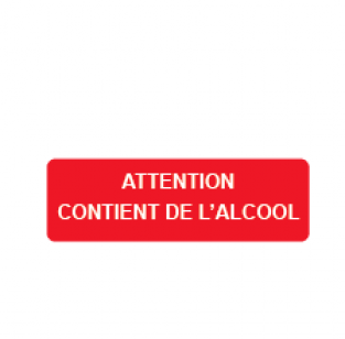 Attention, contient de l'alcool  30x10 mm