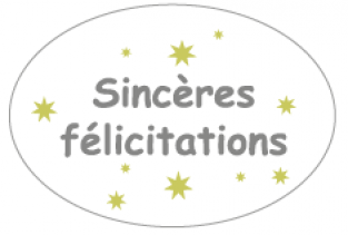 Sincères félicitations.  Roul de 500 pc - 38x26 mm